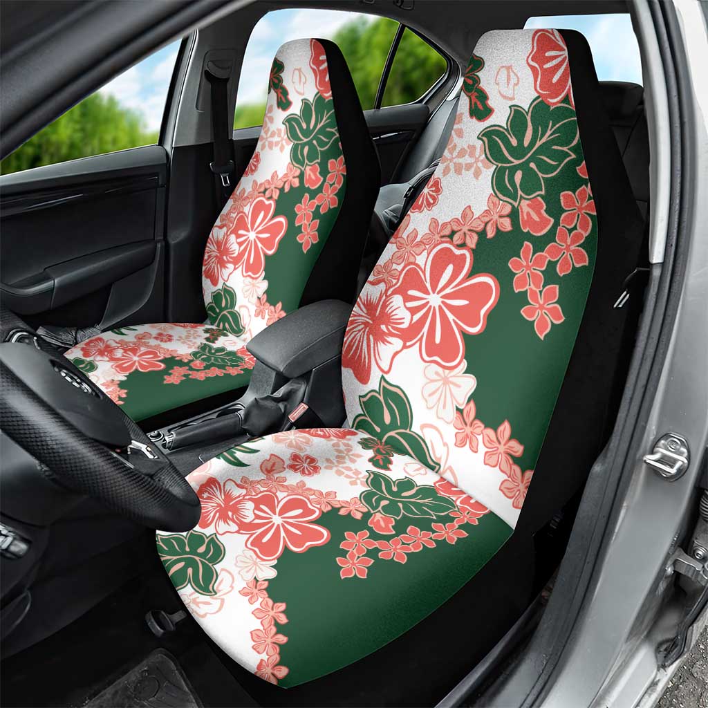 Green Orange Hibiscus Plumeria Floral Car Seat Cover - Polynesian Pride