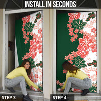 Green Orange Hibiscus Plumeria Floral Door Cover - Polynesian Pride