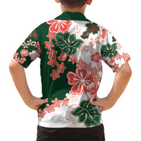 Green Orange Hibiscus Plumeria Floral Family Matching Tank Maxi Dress and Hawaiian Shirt - Polynesian Pride