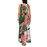 Green Orange Hibiscus Plumeria Floral Family Matching Tank Maxi Dress and Hawaiian Shirt - Polynesian Pride