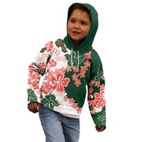 Green Orange Hibiscus Plumeria Floral Kid Hoodie - Polynesian Pride