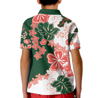 Green Orange Hibiscus Plumeria Floral Kid Polo Shirt - Polynesian Pride