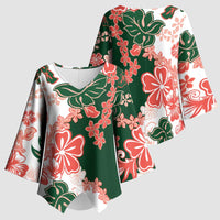 Green Orange Hibiscus Plumeria Floral Kimono Sleeve Blouse - Polynesian Pride