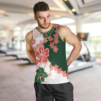 Green Orange Hibiscus Plumeria Floral Men Tank Top LT01 Orange - Polynesian Pride