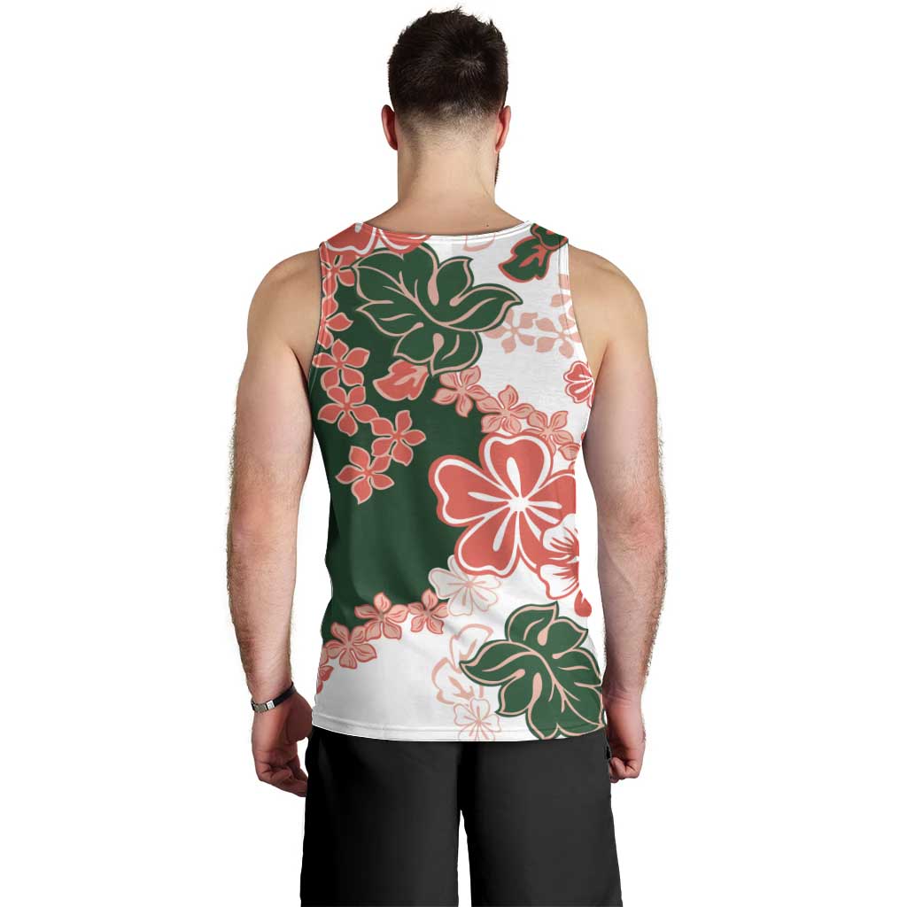 Green Orange Hibiscus Plumeria Floral Men Tank Top LT01 - Polynesian Pride
