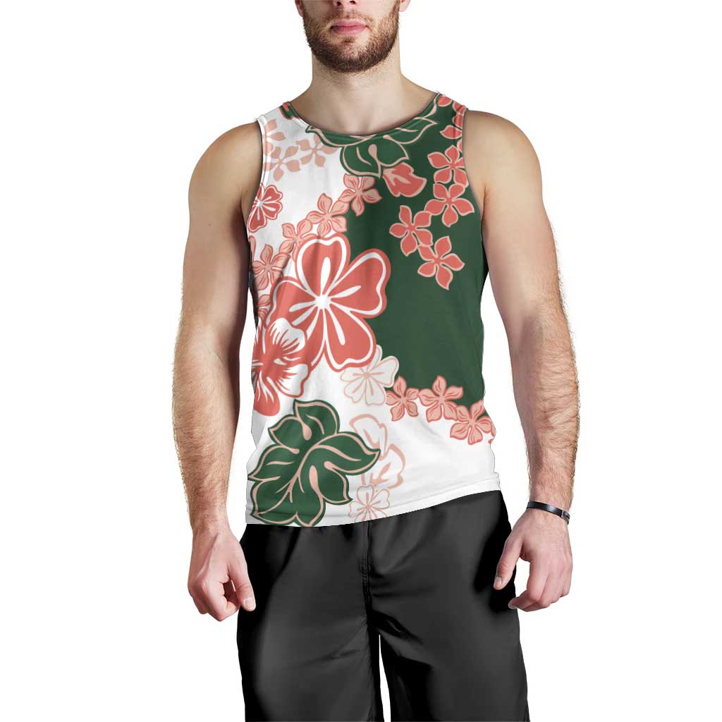 Green Orange Hibiscus Plumeria Floral Men Tank Top LT01 - Polynesian Pride