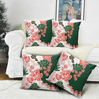 Green Orange Hibiscus Plumeria Floral Pillow Cover - Polynesian Pride
