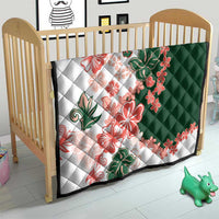 Green Orange Hibiscus Plumeria Floral Quilt - Polynesian Pride