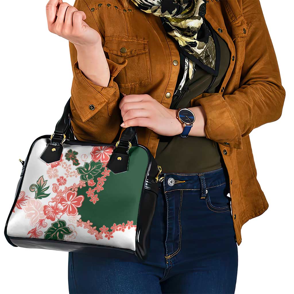 Green Orange Hibiscus Plumeria Floral Shoulder Handbag - Polynesian Pride
