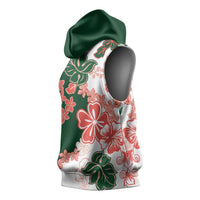 Green Orange Hibiscus Plumeria Floral Sleeveless Hoodie LT01 - Polynesian Pride
