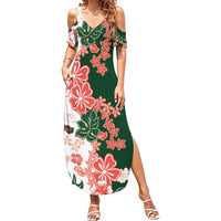 Green Orange Hibiscus Plumeria Floral Summer Maxi Dress - Polynesian Pride