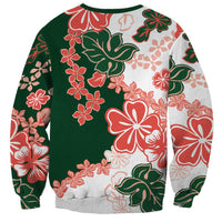 Green Orange Hibiscus Plumeria Floral Sweatshirt - Polynesian Pride