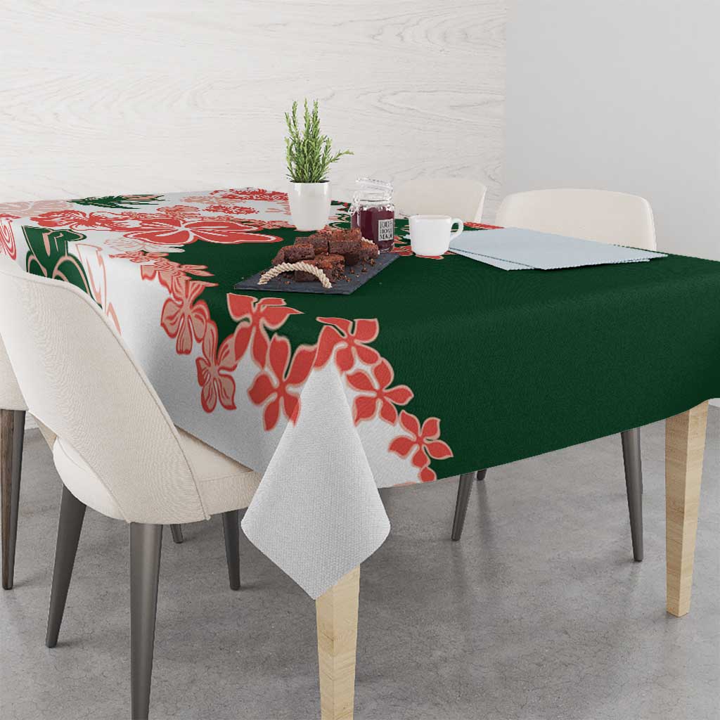 Green Orange Hibiscus Plumeria Floral Tablecloth LT01 - Polynesian Pride
