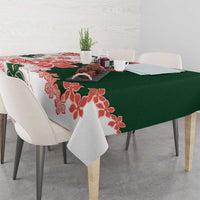 Green Orange Hibiscus Plumeria Floral Tablecloth LT01 - Polynesian Pride