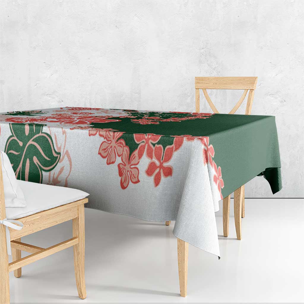 Green Orange Hibiscus Plumeria Floral Tablecloth LT01 - Polynesian Pride