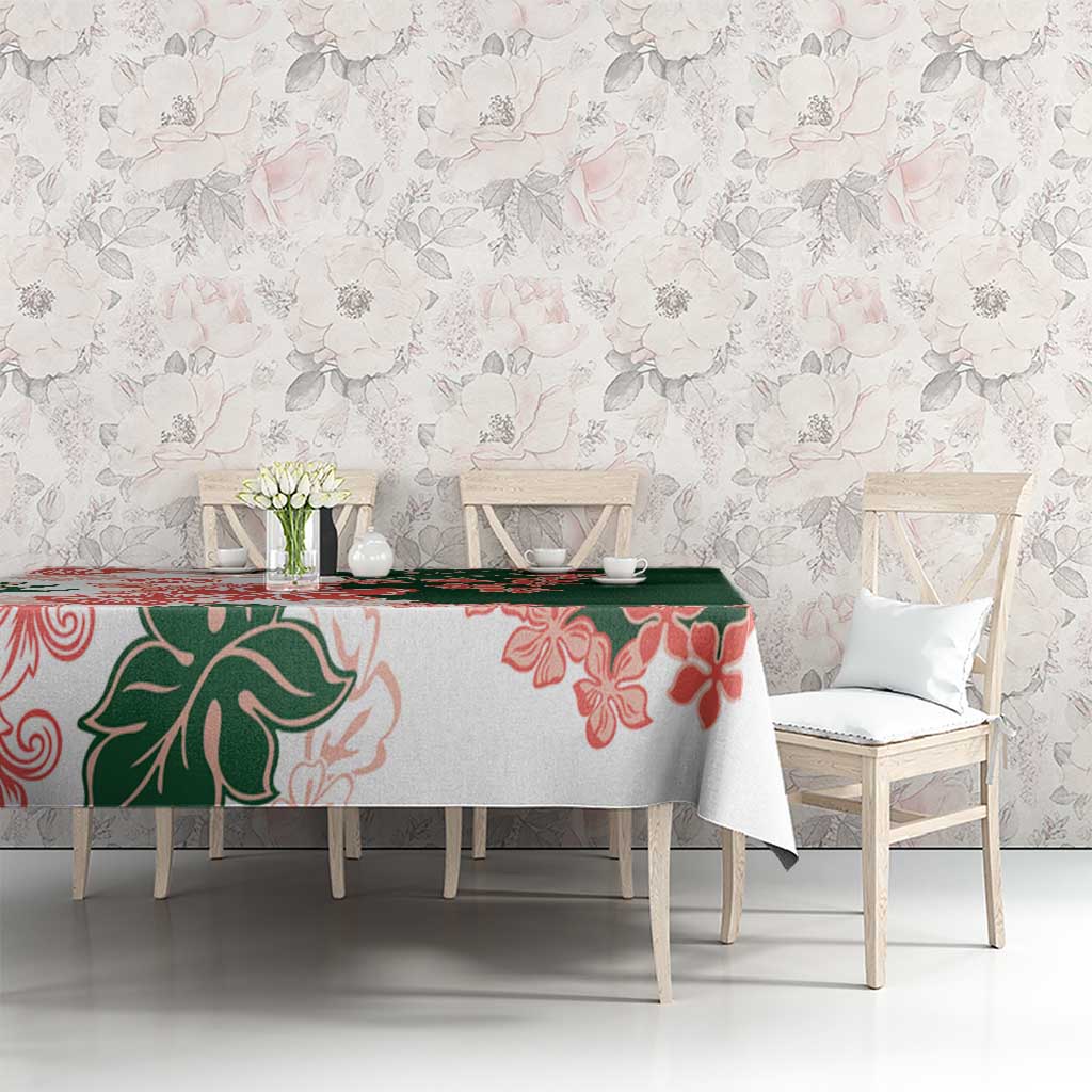 Green Orange Hibiscus Plumeria Floral Tablecloth LT01 - Polynesian Pride