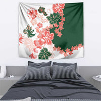 Green Orange Hibiscus Plumeria Floral Tapestry - Polynesian Pride