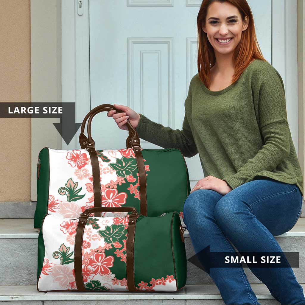 Green Orange Hibiscus Plumeria Floral Travel Bag - Polynesian Pride