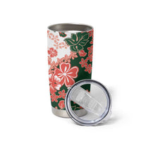 Green Orange Hibiscus Plumeria Floral Tumbler Cup - Polynesian Pride