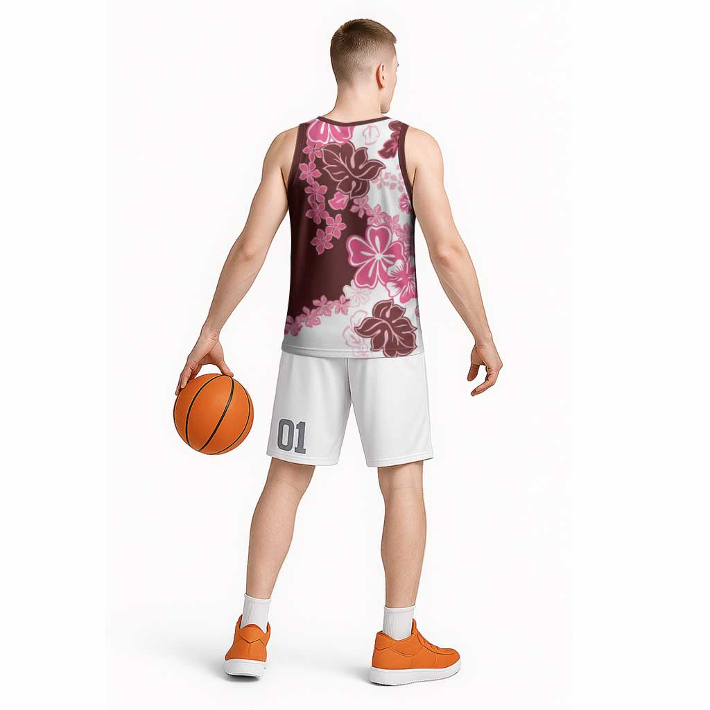 Pink Hibiscus Plumeria Floral Basketball Jersey LT01 - Polynesian Pride
