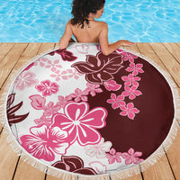 Pink Hibiscus Plumeria Floral Beach Blanket LT01 - Polynesian Pride