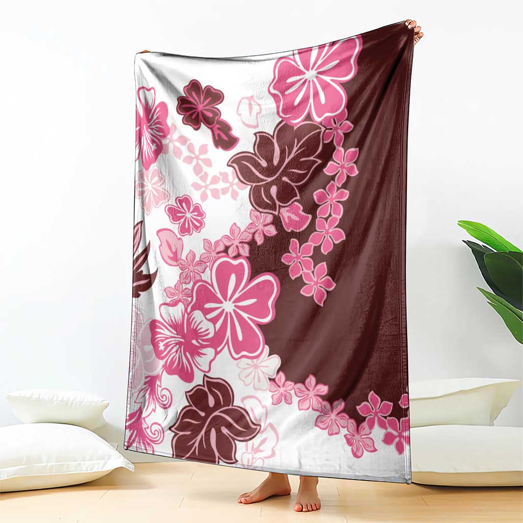 Pink Hibiscus Plumeria Floral Blanket - Polynesian Pride