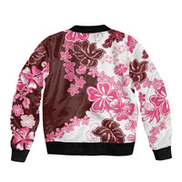 Pink Hibiscus Plumeria Floral Bomber Jacket - Polynesian Pride