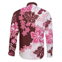 Pink Hibiscus Plumeria Floral Family Matching Short Sleeve Bodycon Dress and Hawaiian Shirt - Polynesian Pride