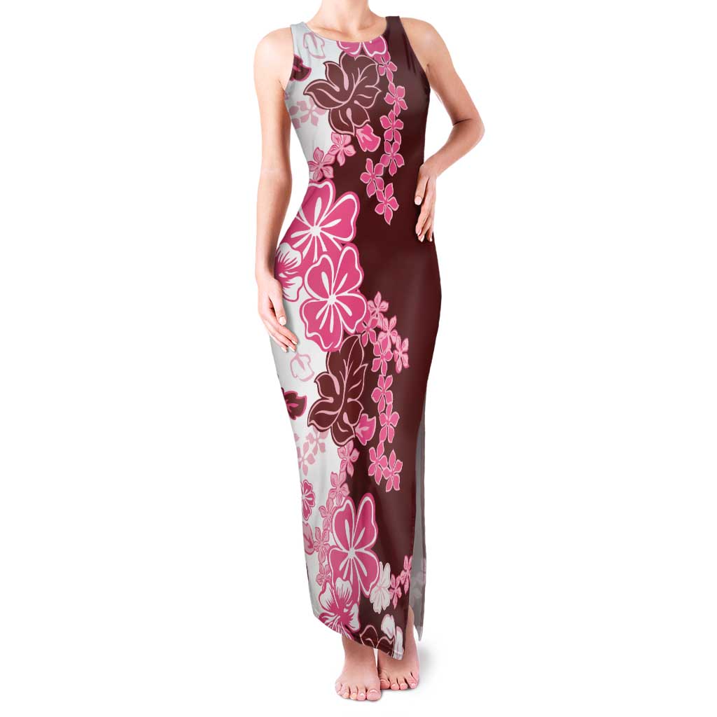 Pink Hibiscus Plumeria Floral Family Matching Tank Maxi Dress and Hawaiian Shirt - Polynesian Pride