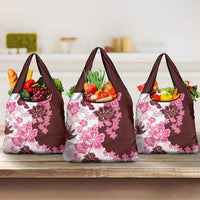 Pink Hibiscus Plumeria Floral Grocery Bag LT01 3-pack One Size Pink - Polynesian Pride