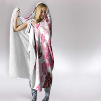 Pink Hibiscus Plumeria Floral Hooded Blanket - Polynesian Pride
