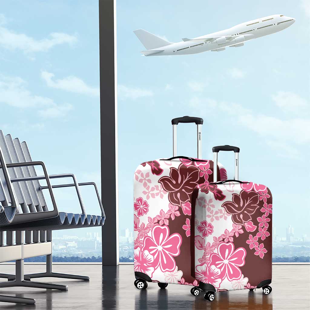 Pink Hibiscus Plumeria Floral Luggage Cover LT01 - Polynesian Pride