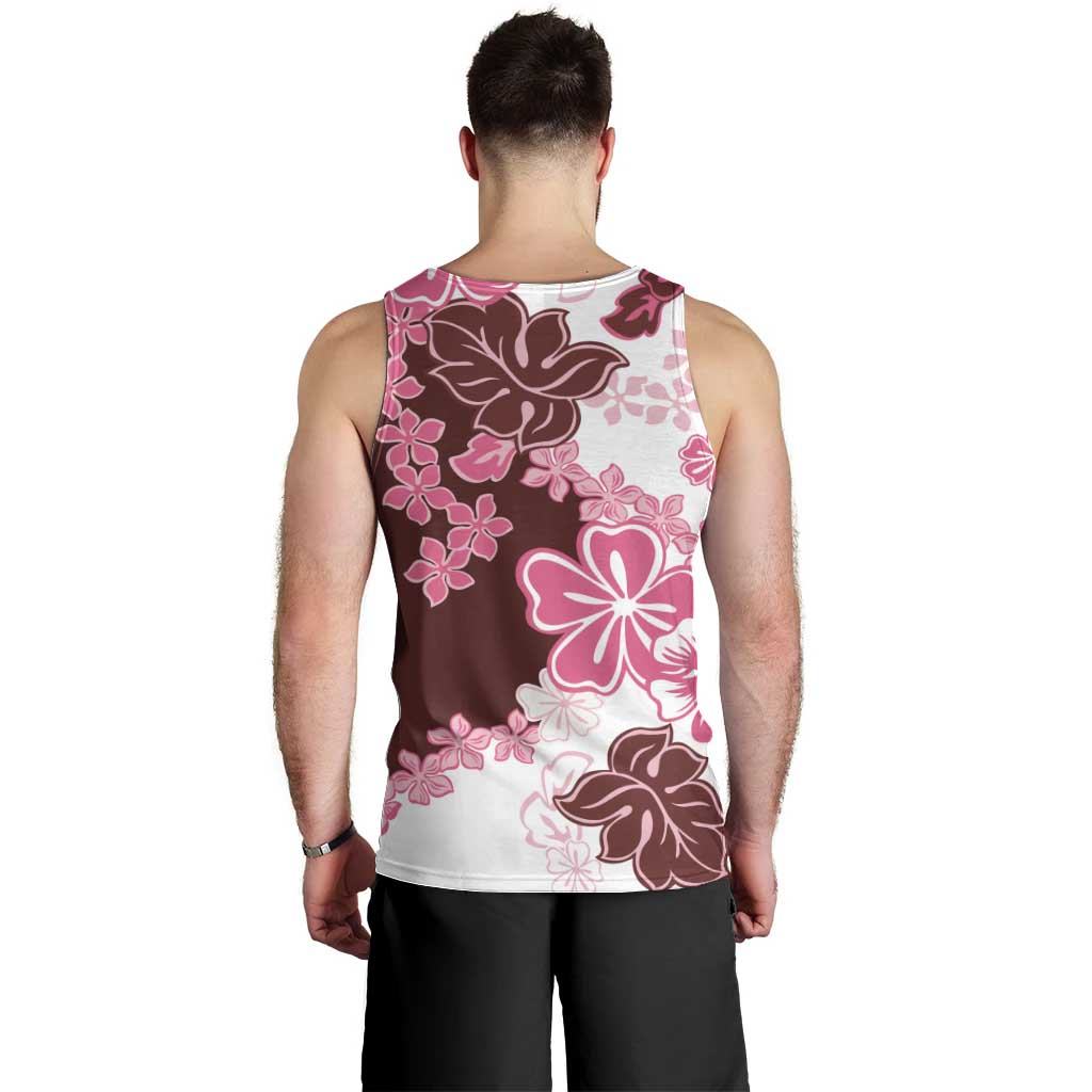 Pink Hibiscus Plumeria Floral Men Tank Top LT01 - Polynesian Pride