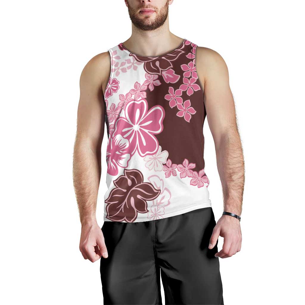Pink Hibiscus Plumeria Floral Men Tank Top LT01 - Polynesian Pride