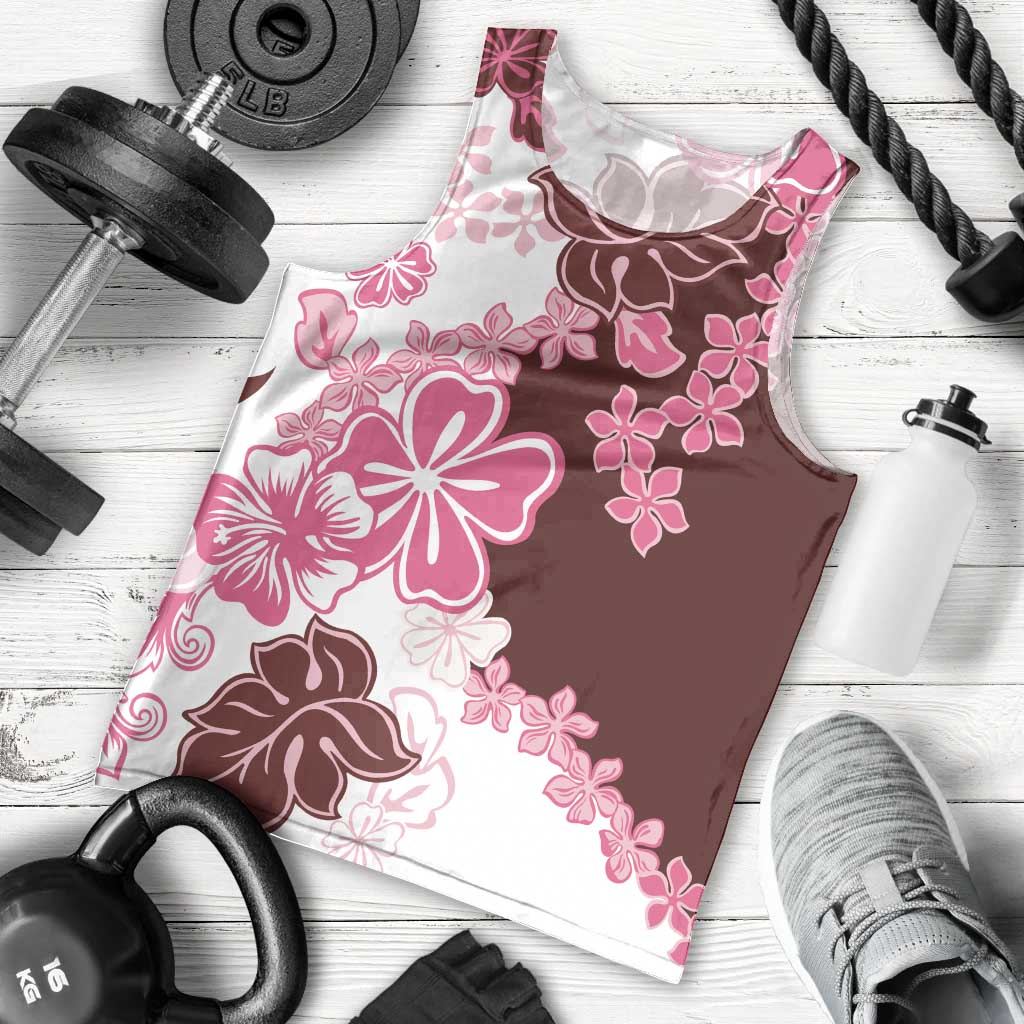 Pink Hibiscus Plumeria Floral Men Tank Top LT01 - Polynesian Pride