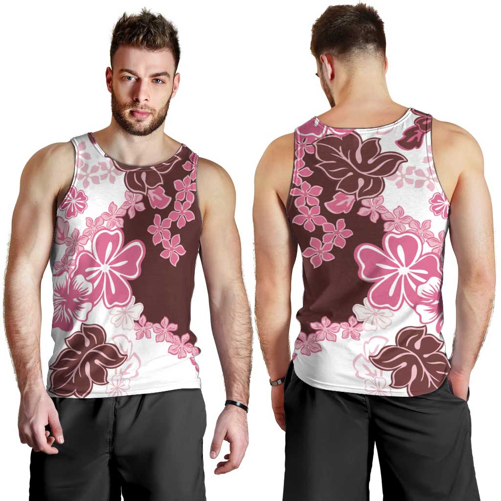 Pink Hibiscus Plumeria Floral Men Tank Top LT01 - Polynesian Pride