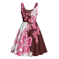 Pink Hibiscus Plumeria Floral Midi Dress - Polynesian Pride