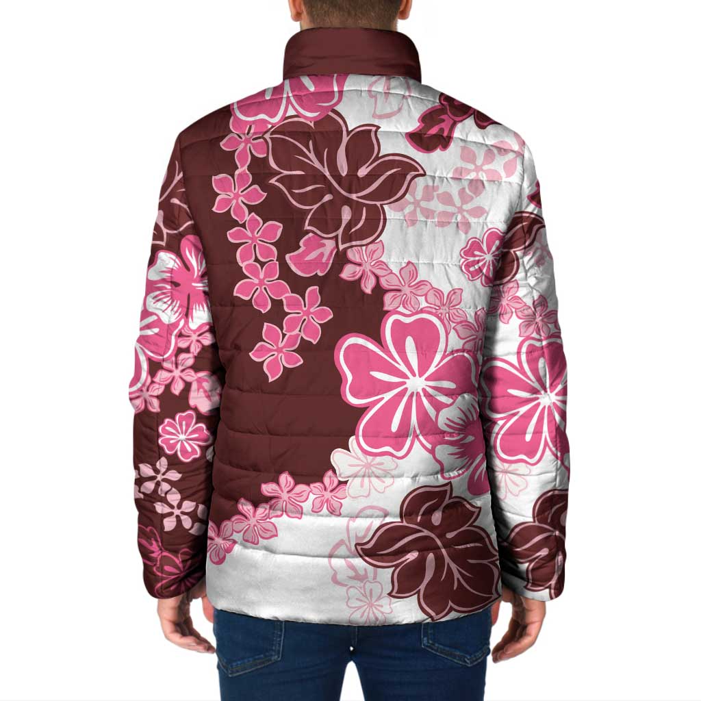 Pink Hibiscus Plumeria Floral Padded Jacket LT01 - Polynesian Pride