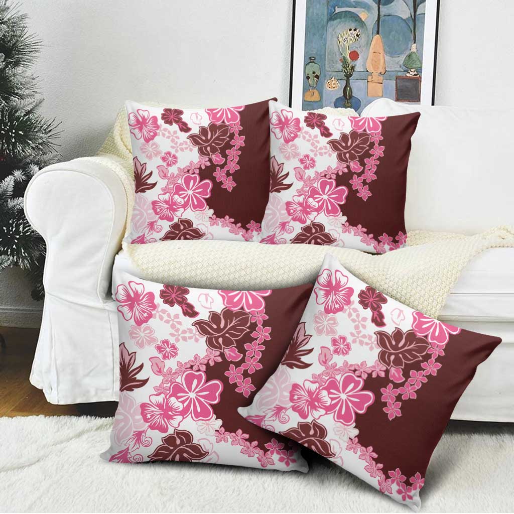 Pink Hibiscus Plumeria Floral Pillow Cover - Polynesian Pride