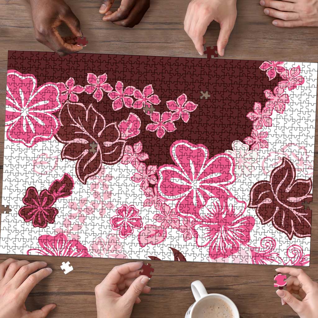 Pink Hibiscus Plumeria Floral Puzzle LT01 - Polynesian Pride