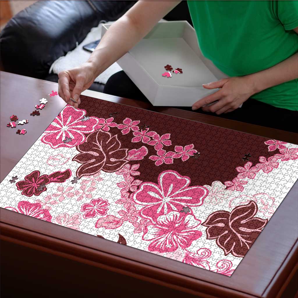 Pink Hibiscus Plumeria Floral Puzzle LT01 - Polynesian Pride