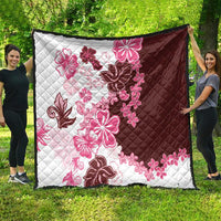 Pink Hibiscus Plumeria Floral Quilt - Polynesian Pride