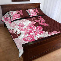 Pink Hibiscus Plumeria Floral Quilt Bed Set - Polynesian Pride