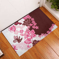 Pink Hibiscus Plumeria Floral Rubber Doormat LT01 - Polynesian Pride