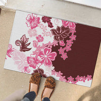 Pink Hibiscus Plumeria Floral Rubber Doormat LT01 - Polynesian Pride