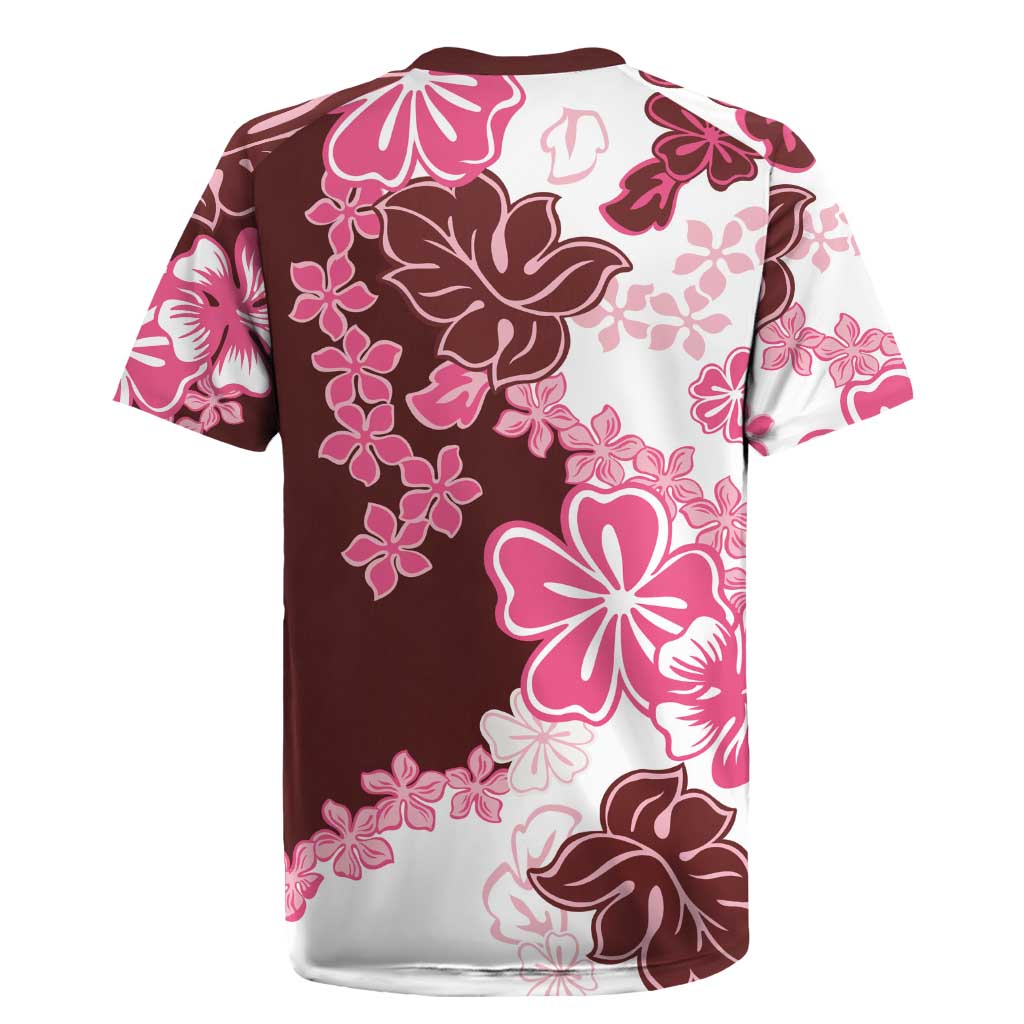 Pink Hibiscus Plumeria Floral Rugby Jersey LT01 - Polynesian Pride