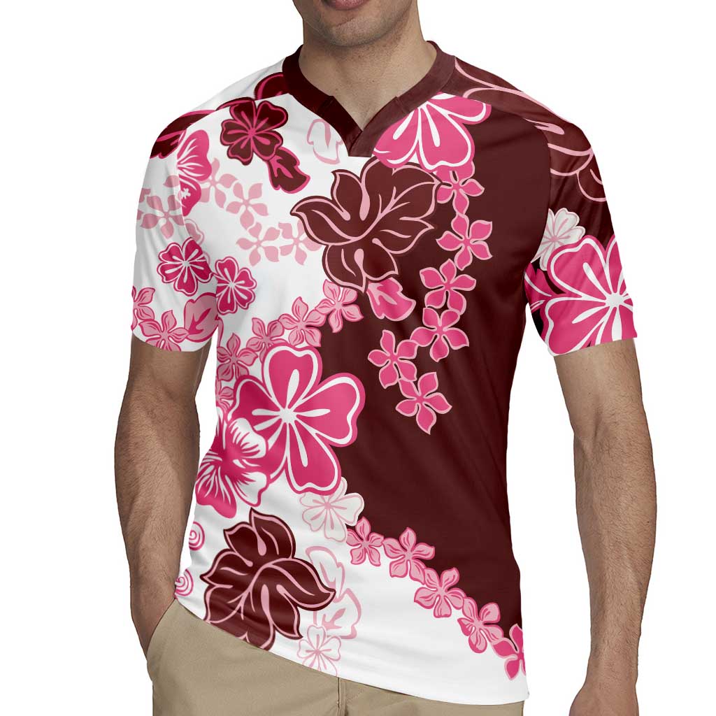 Pink Hibiscus Plumeria Floral Rugby Jersey LT01 - Polynesian Pride