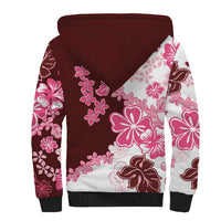 Pink Hibiscus Plumeria Floral Sherpa Hoodie LT01 - Polynesian Pride