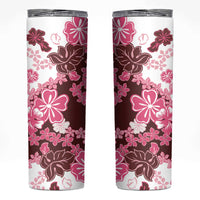 Pink Hibiscus Plumeria Floral Skinny Tumbler - Polynesian Pride