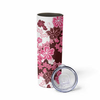 Pink Hibiscus Plumeria Floral Skinny Tumbler - Polynesian Pride